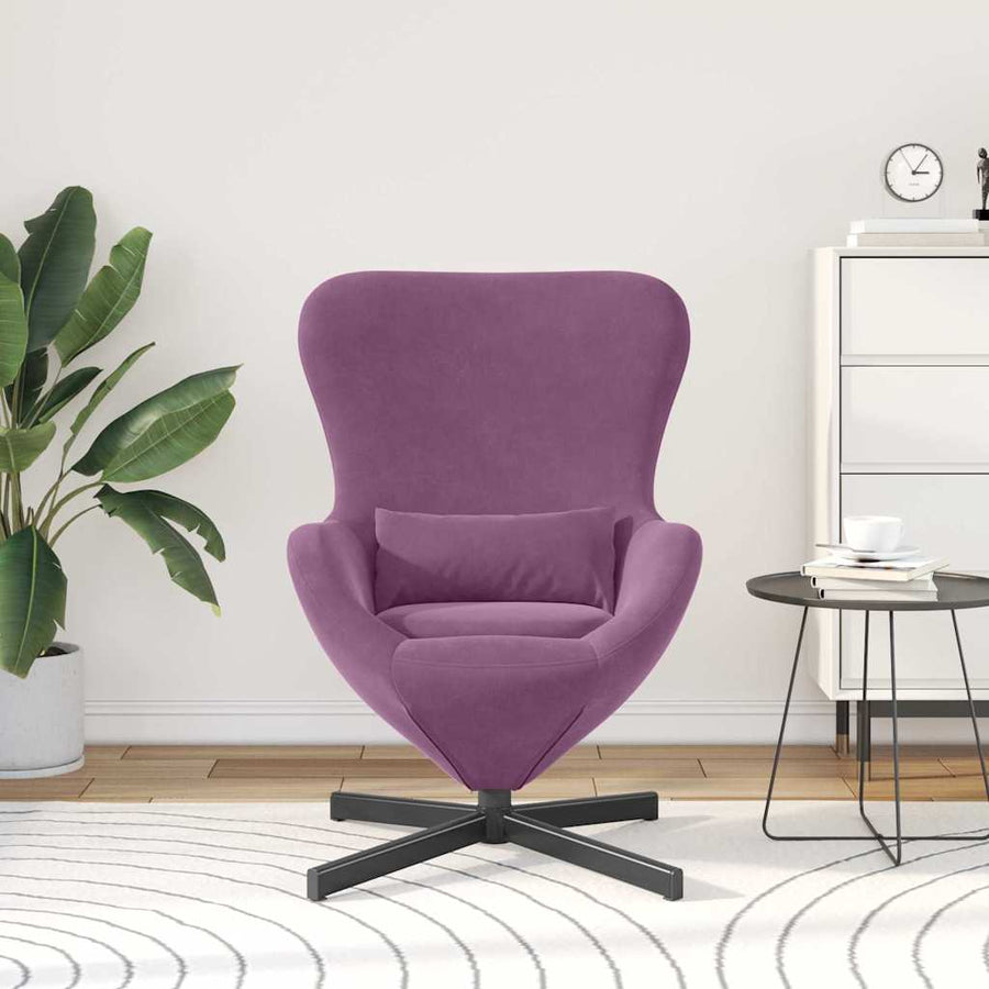 Eivormige stoel Paars 63 x 73 x 90 cm Fluweel