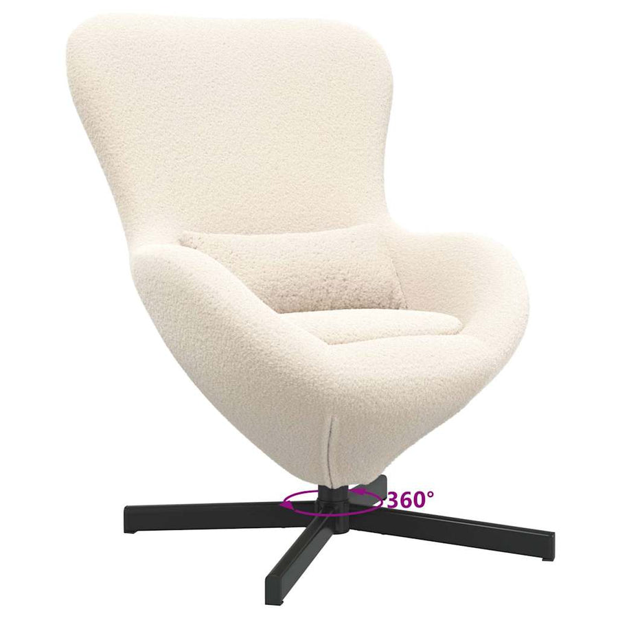 Eivormige stoel Crème 63 x 73 x 90 cm Stof