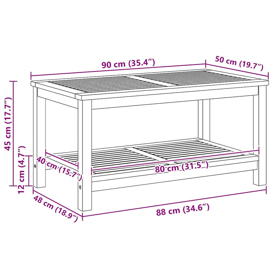 Bijzettafel Bruin 90 x 50 x 45 cm Massief Acaciahout