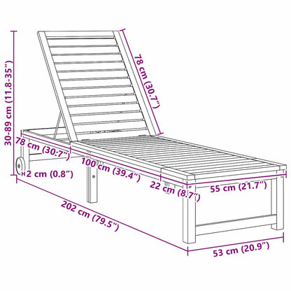 Ligstoel Bruin 202 x 53 x 89 cm Massief Acaciahout