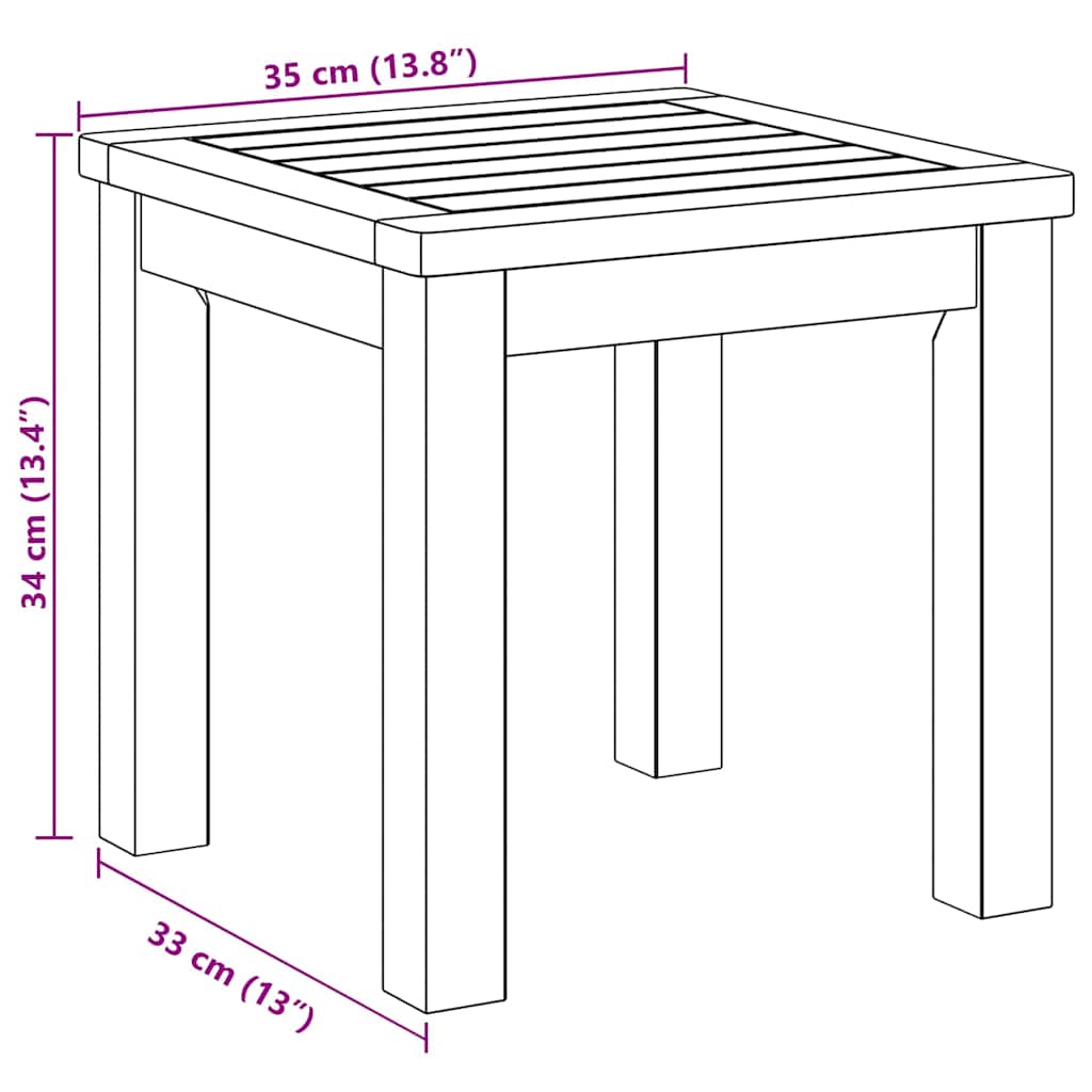 Bijzettafel Bruin 35 x 35 x 34 cm Massief acaciahout