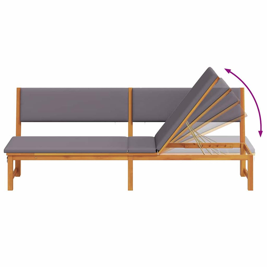 Ligstoel Olie naturel 200 x 57 x 75cm Massief acaciahout