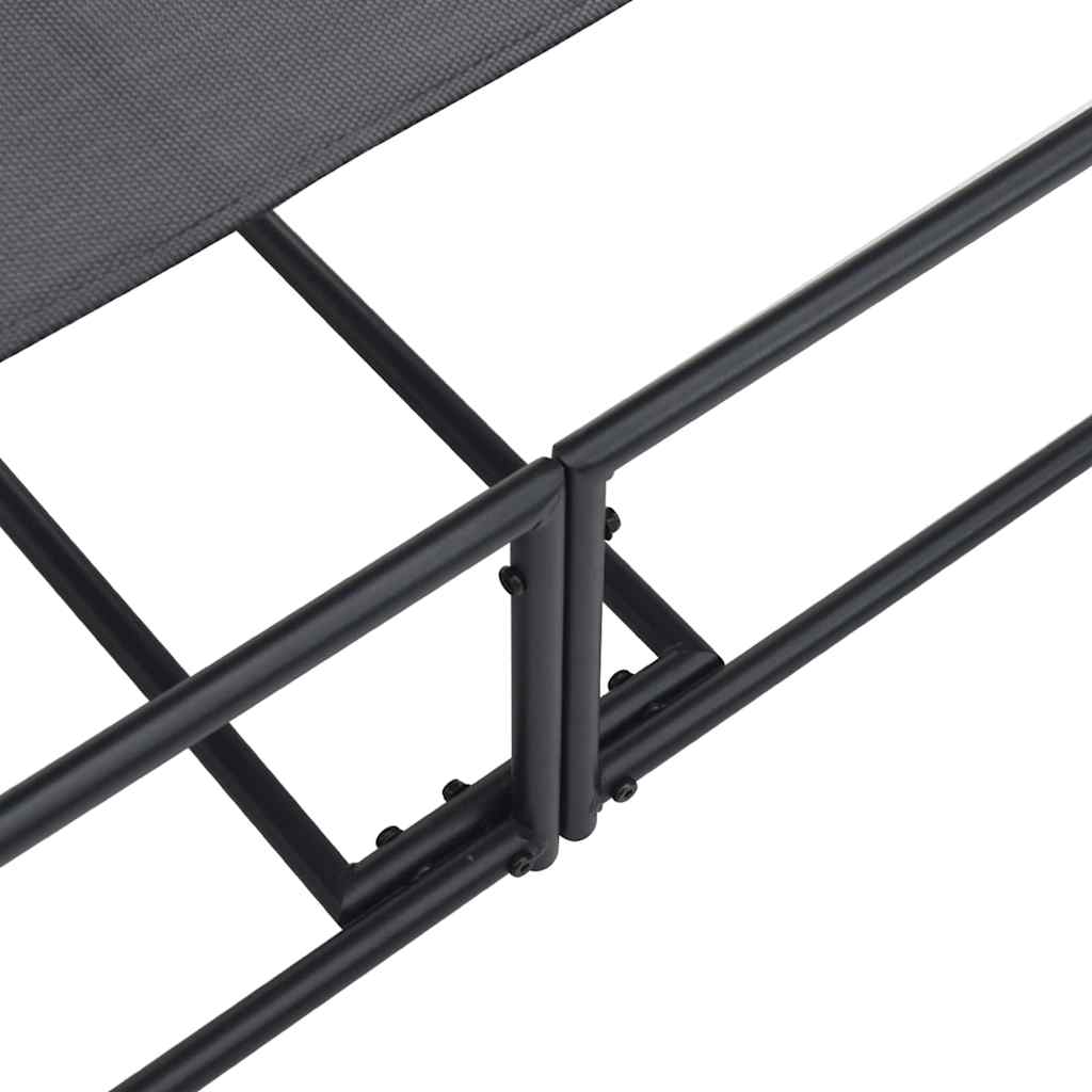 Tuin Zonnebed met kussen 2 pcs Zwart Gepoedercoat staal