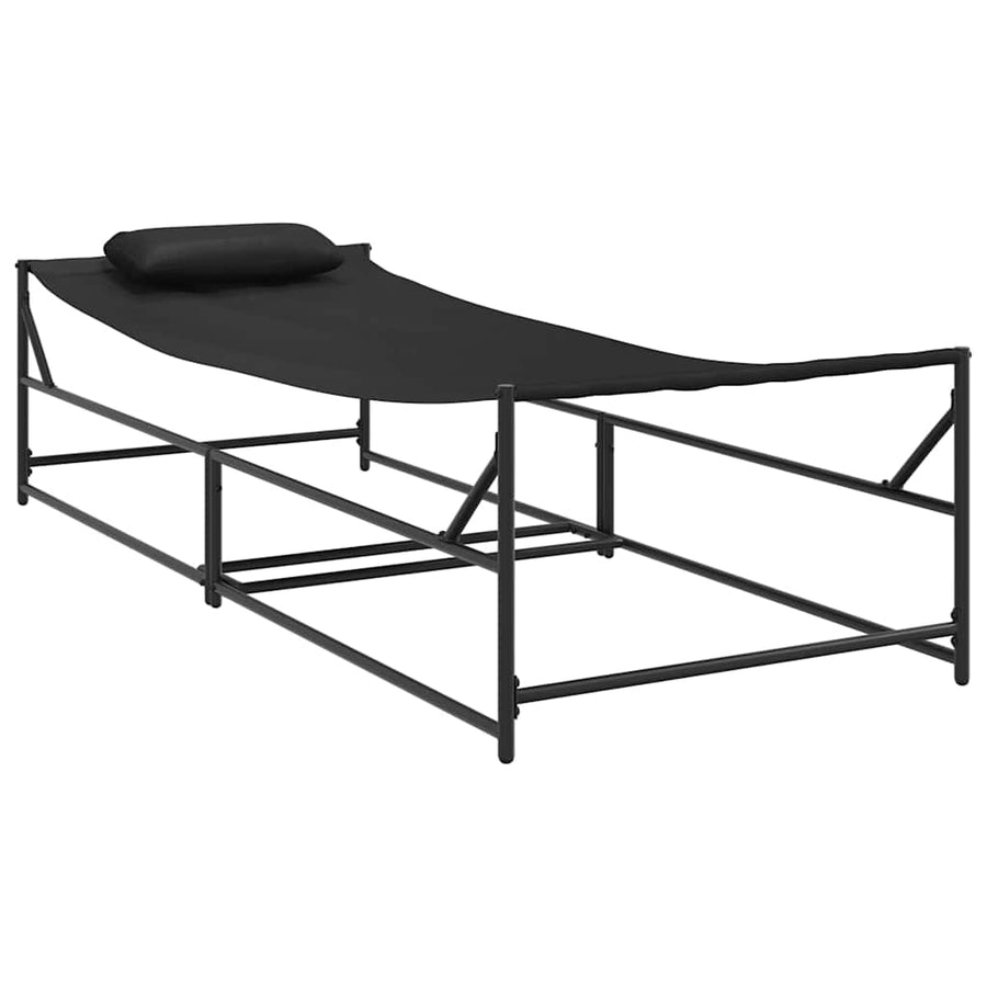 Tuin Zonnebed met kussen 2 pcs Zwart Gepoedercoat staal