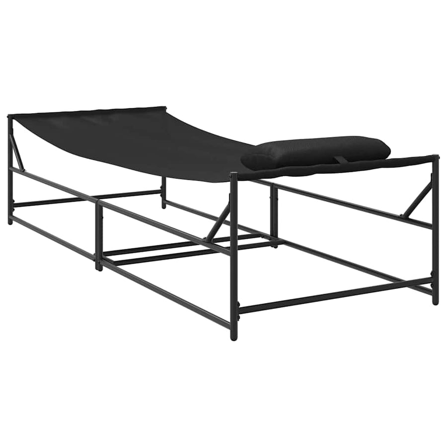 Tuin Zonnebed met kussen 2 pcs Zwart Gepoedercoat staal