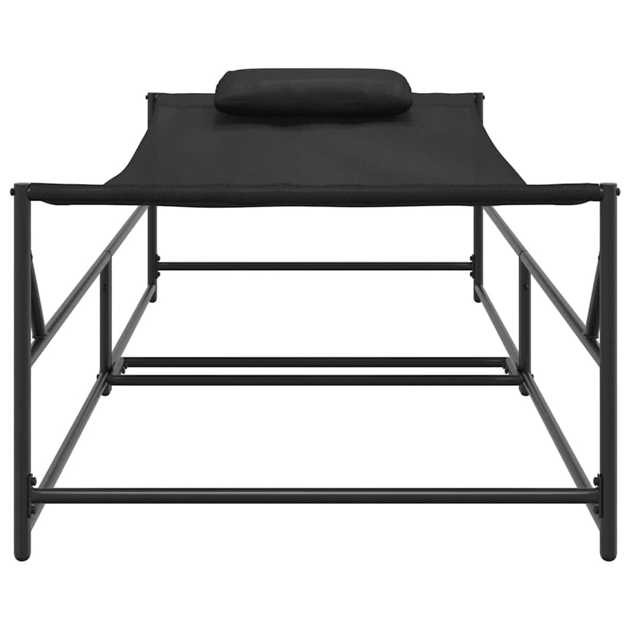 Tuin Zonnebed met kussen 2 pcs Zwart Gepoedercoat staal