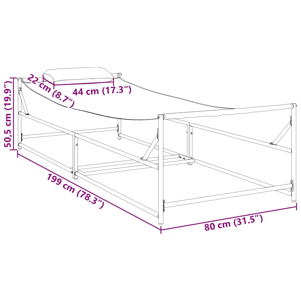 Tuin Zonnebed met kussen 2 pcs Zwart Gepoedercoat staal