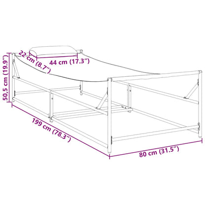 Tuin Zonnebed met kussen 2 pcs Zwart Gepoedercoat staal