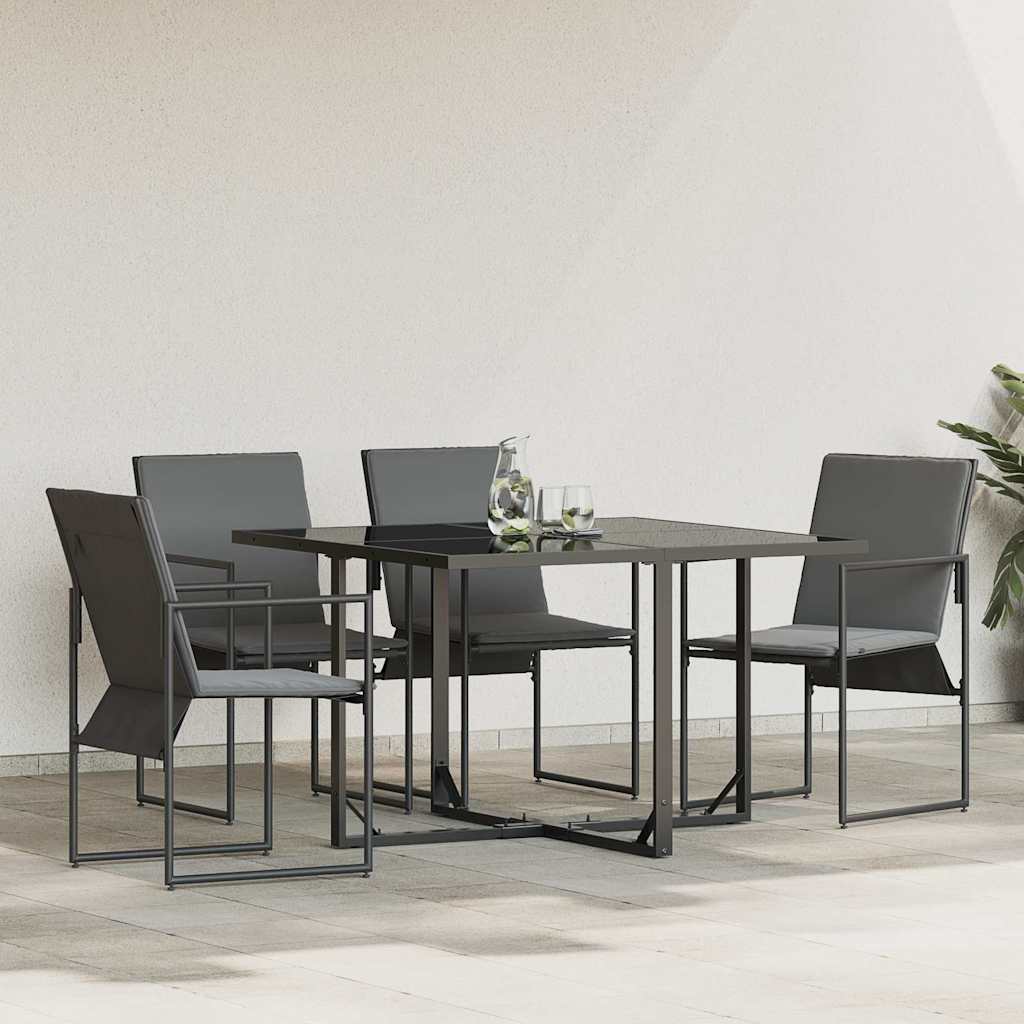 Stoel met kussen 4 pcs Zwart en Anthraciet Textileen