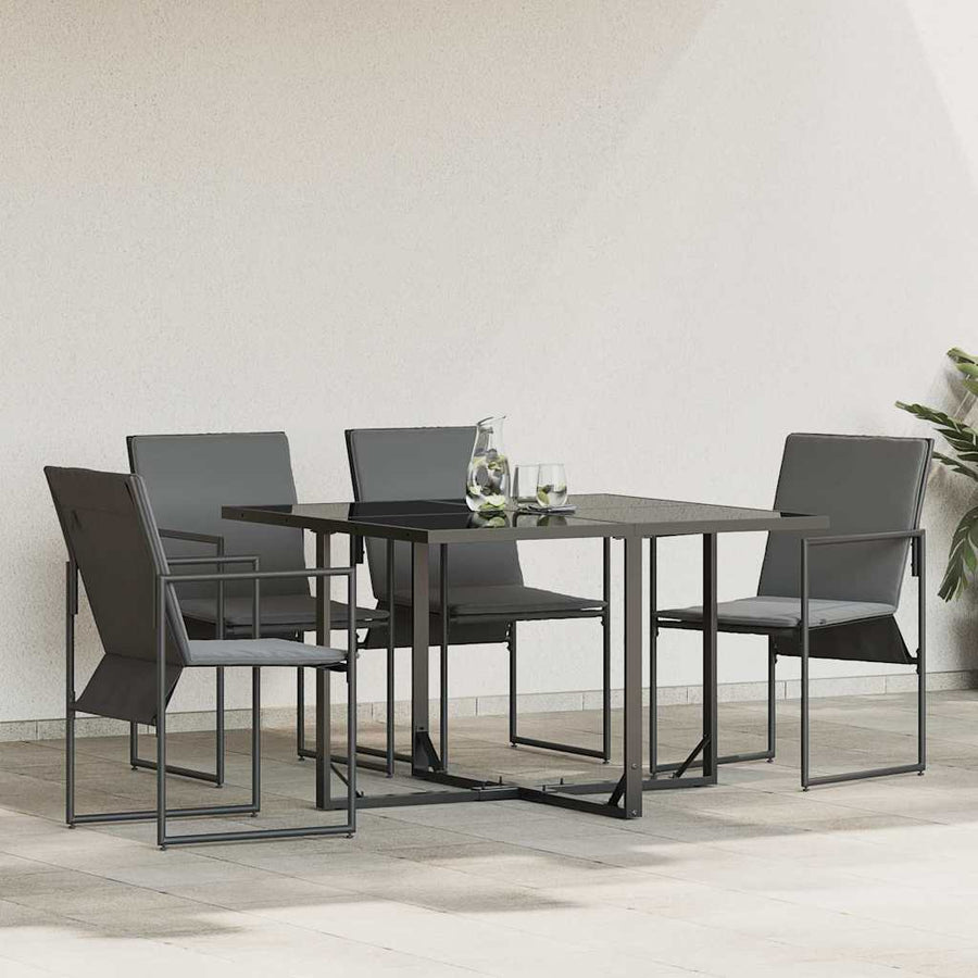 Stoel met kussen 4 pcs Zwart en Anthraciet Textileen