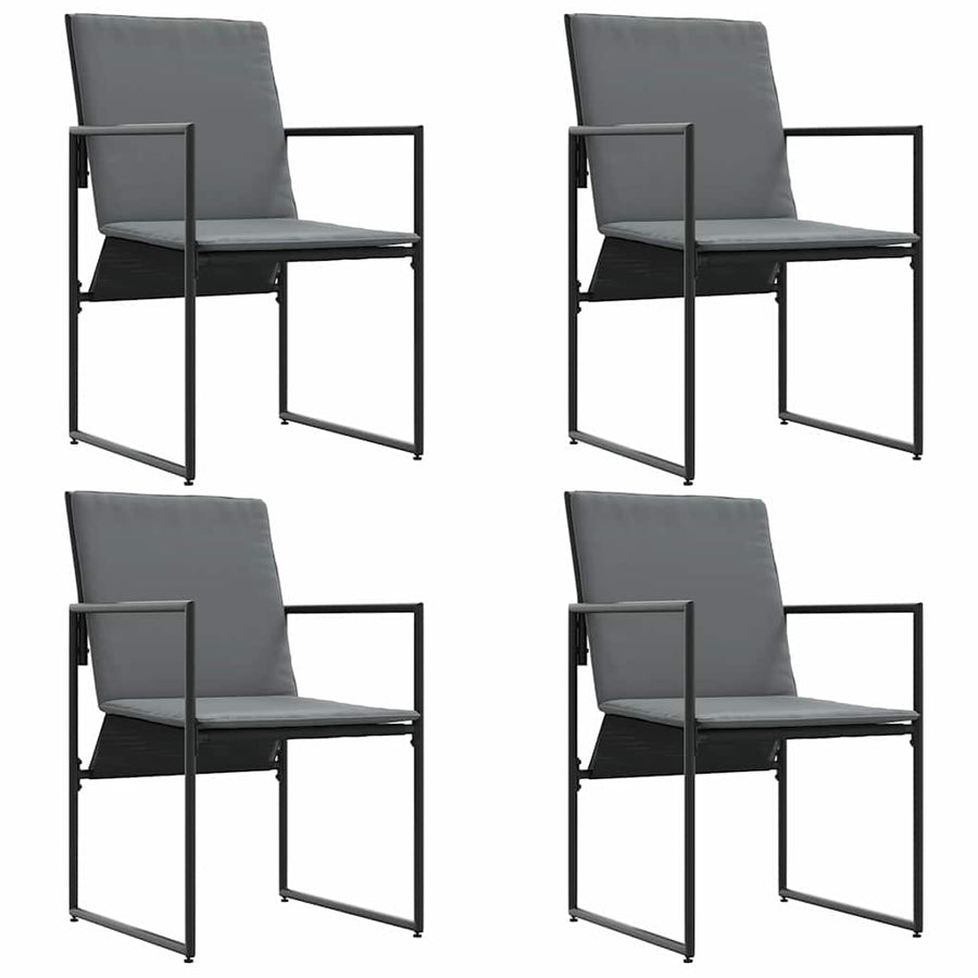 Stoel met kussen 4 pcs Zwart en Anthraciet Textileen