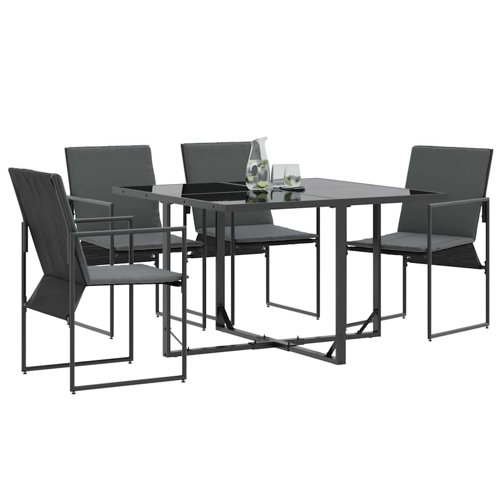Stoel met kussen 4 pcs Zwart en Anthraciet Textileen