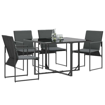 Stoel met kussen 4 pcs Zwart en Anthraciet Textileen