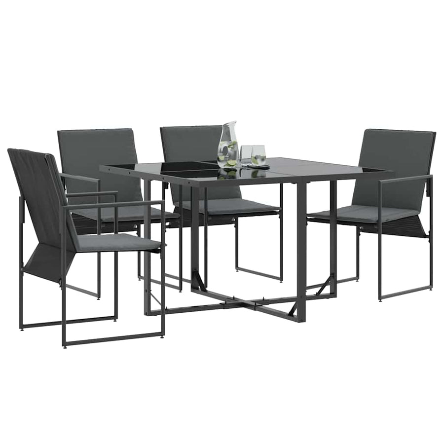 Stoel met kussen 4 pcs Zwart en Anthraciet Textileen