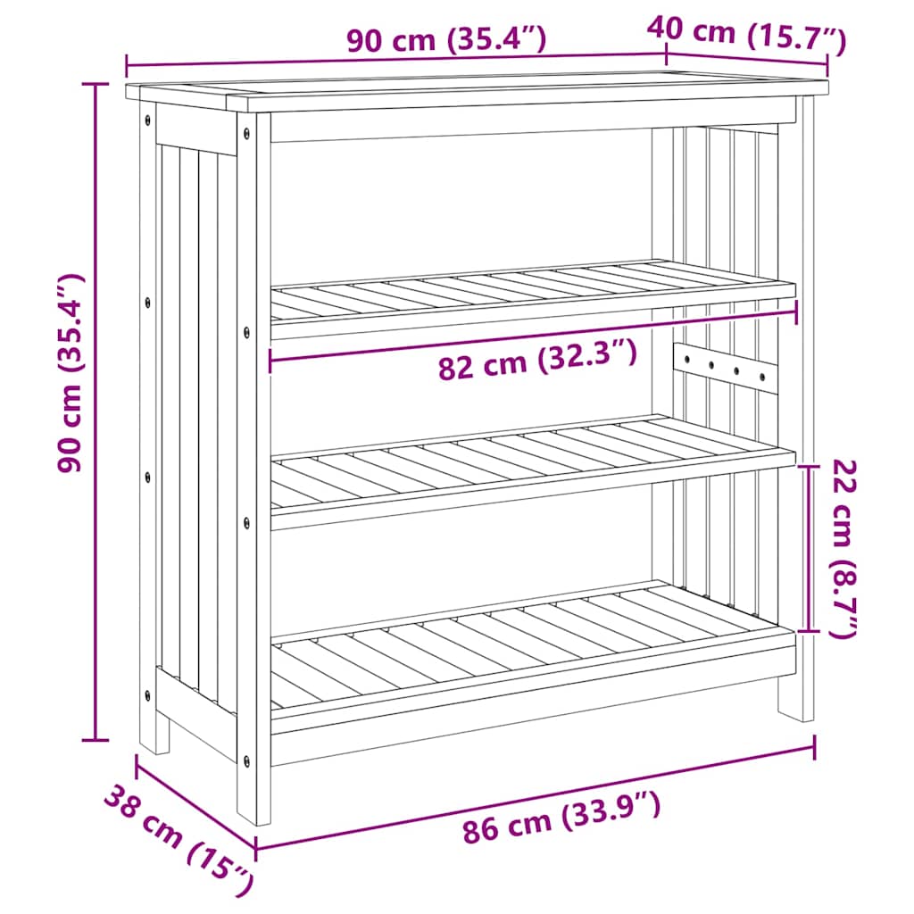 Tuinkast met plank met opslag Bruin 75 x 35 x 70cm Massief acaciahout