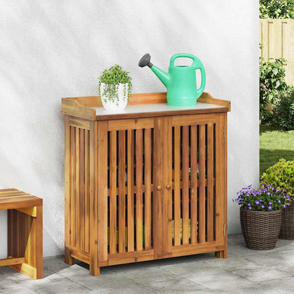 Tuinkast met opslag met de deur Bruin 78 x 36.5 x 78cm Massief acaciahout