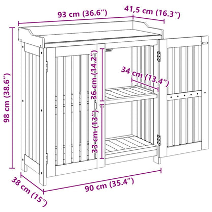 Tuinkast met opslag met de deur Bruin 78 x 36.5 x 78cm Massief acaciahout