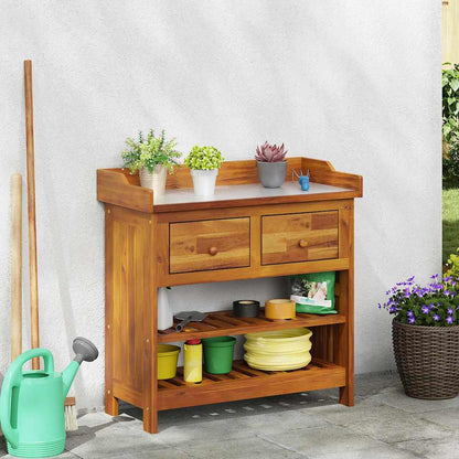 Tuinkast met lade met plank met opslag Bruin 78 x 36,5 x 78 cm Massief acaciahout