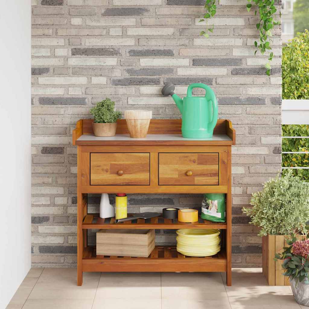 Tuinkast met lade met plank met opslag Bruin 78 x 36,5 x 78 cm Massief acaciahout