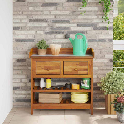 Tuinkast met lade met plank met opslag Bruin 78 x 36,5 x 78 cm Massief acaciahout