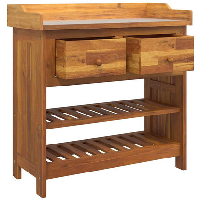 Tuinkast met lade met plank met opslag Bruin 78 x 36,5 x 78 cm Massief acaciahout