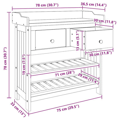Tuinkast met lade met plank met opslag Bruin 78 x 36,5 x 78 cm Massief acaciahout