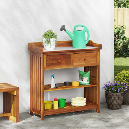 Tuinkast met lade met plank met opslag Bruin 78 x 36,5 x 78 cm Massief acaciahout