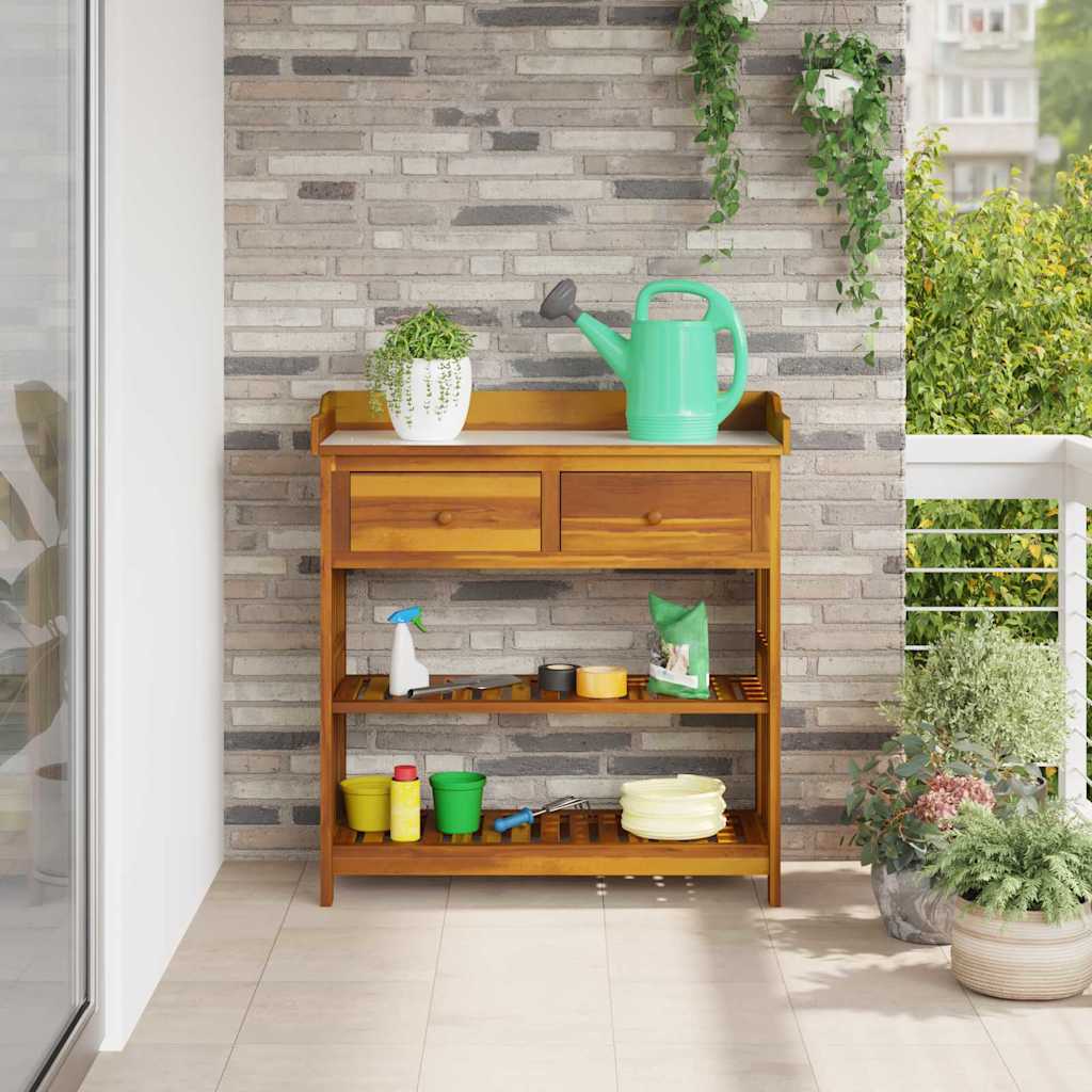 Tuinkast met lade met plank met opslag Bruin 78 x 36,5 x 78 cm Massief acaciahout