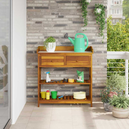 Tuinkast met lade met plank met opslag Bruin 78 x 36,5 x 78 cm Massief acaciahout