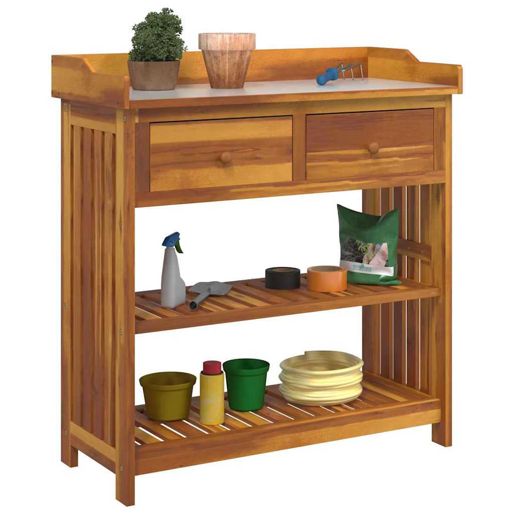 Tuinkast met lade met plank met opslag Bruin 78 x 36,5 x 78 cm Massief acaciahout