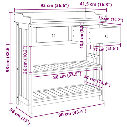 Tuinkast met lade met plank met opslag Bruin 78 x 36,5 x 78 cm Massief acaciahout