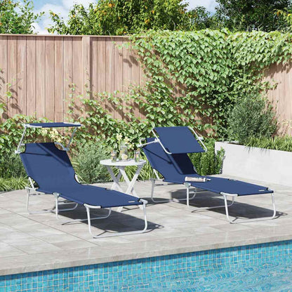 Ligstoel 2 pcs Blauw 58 x 188 x 77cm Polyester