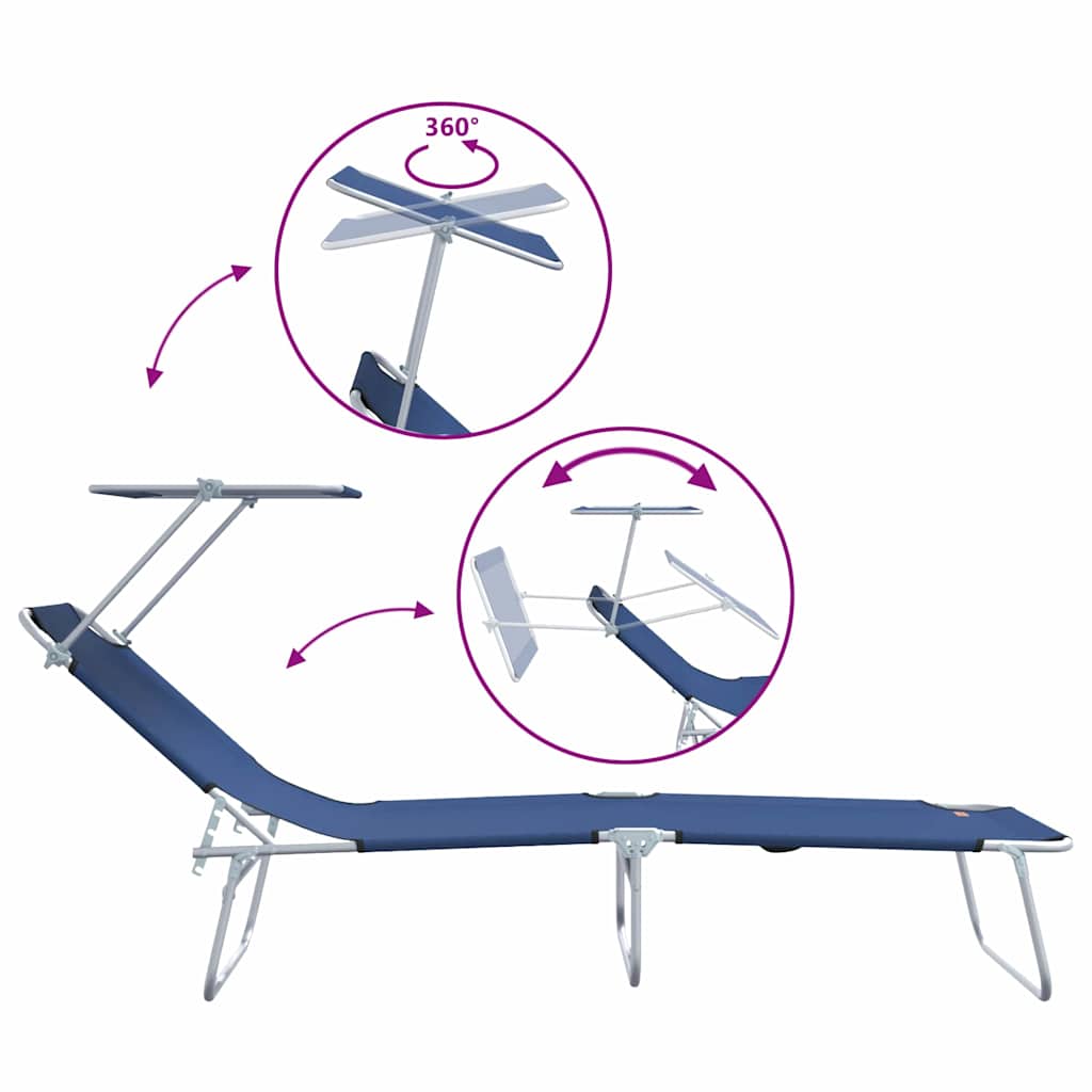 Ligstoel 2 pcs Blauw 58 x 188 x 77cm Polyester