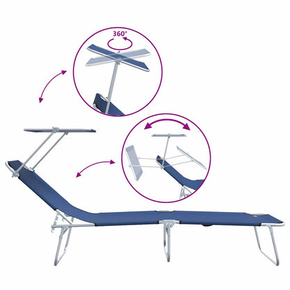 Ligstoel 2 pcs Blauw 58 x 188 x 77cm Polyester