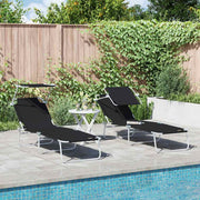 Ligstoel 2 stuks zwart 58x188x77 cm polyester