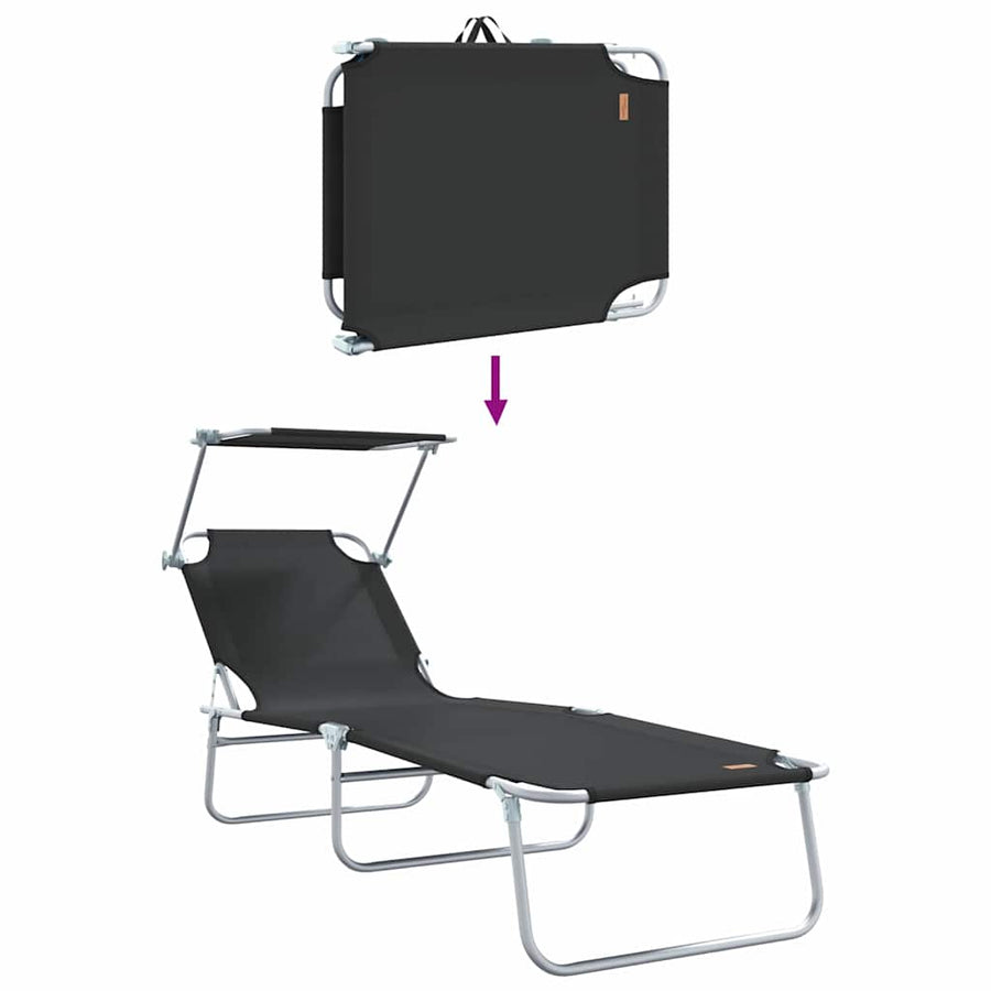 Ligstoel 2 pcs Zwart 58 x 188 x 77cm Polyester