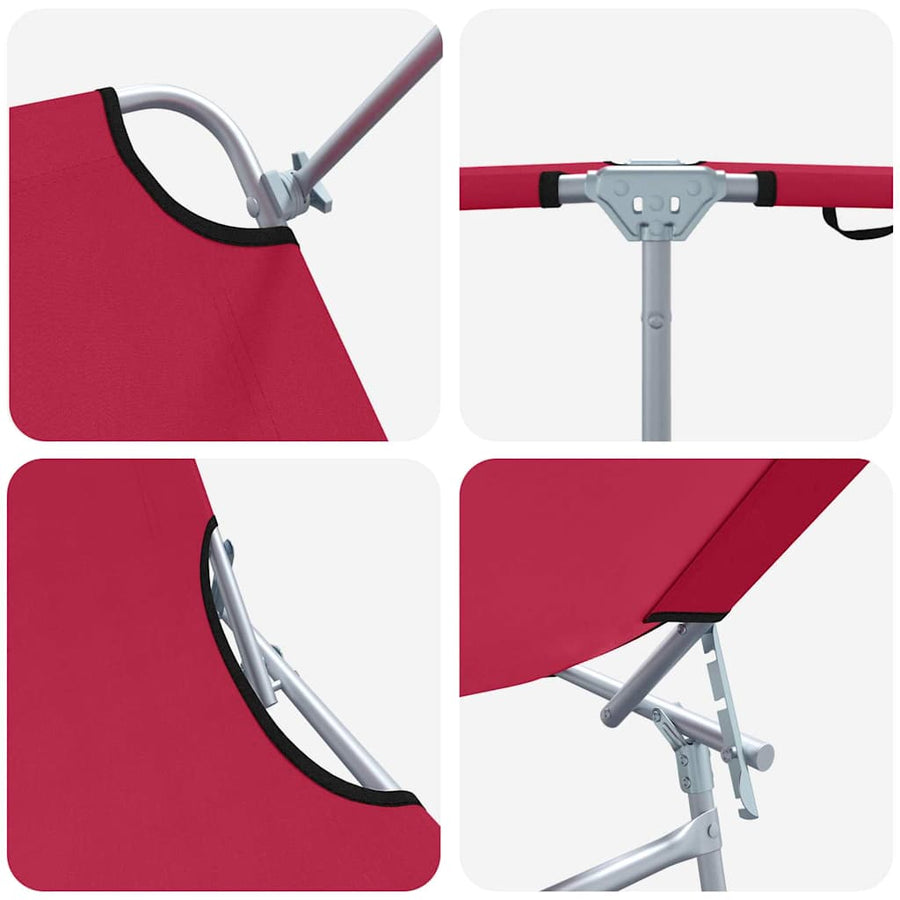 Ligstoel 2 pcs Rood 58 x 188 x 77cm Polyester
