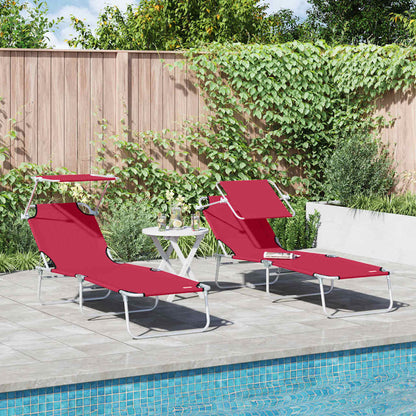 Ligstoel 2 pcs Rood 58 x 188 x 77cm Polyester
