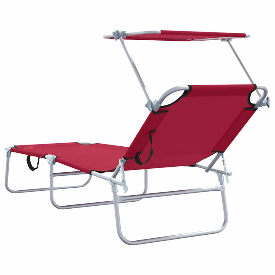 Ligstoel 2 pcs Rood 58 x 188 x 77cm Polyester