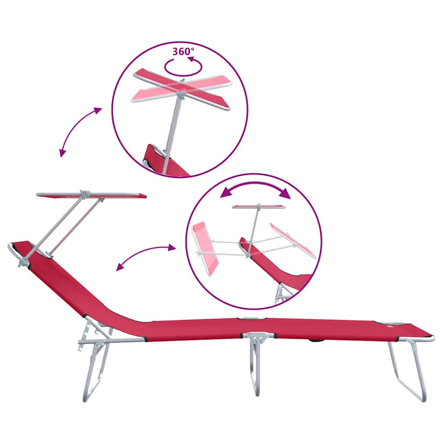 Ligstoel 2 pcs Rood 58 x 188 x 77cm Polyester