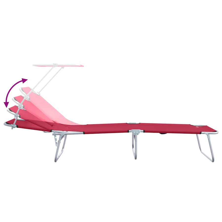 Ligstoel 2 pcs Rood 58 x 188 x 77cm Polyester