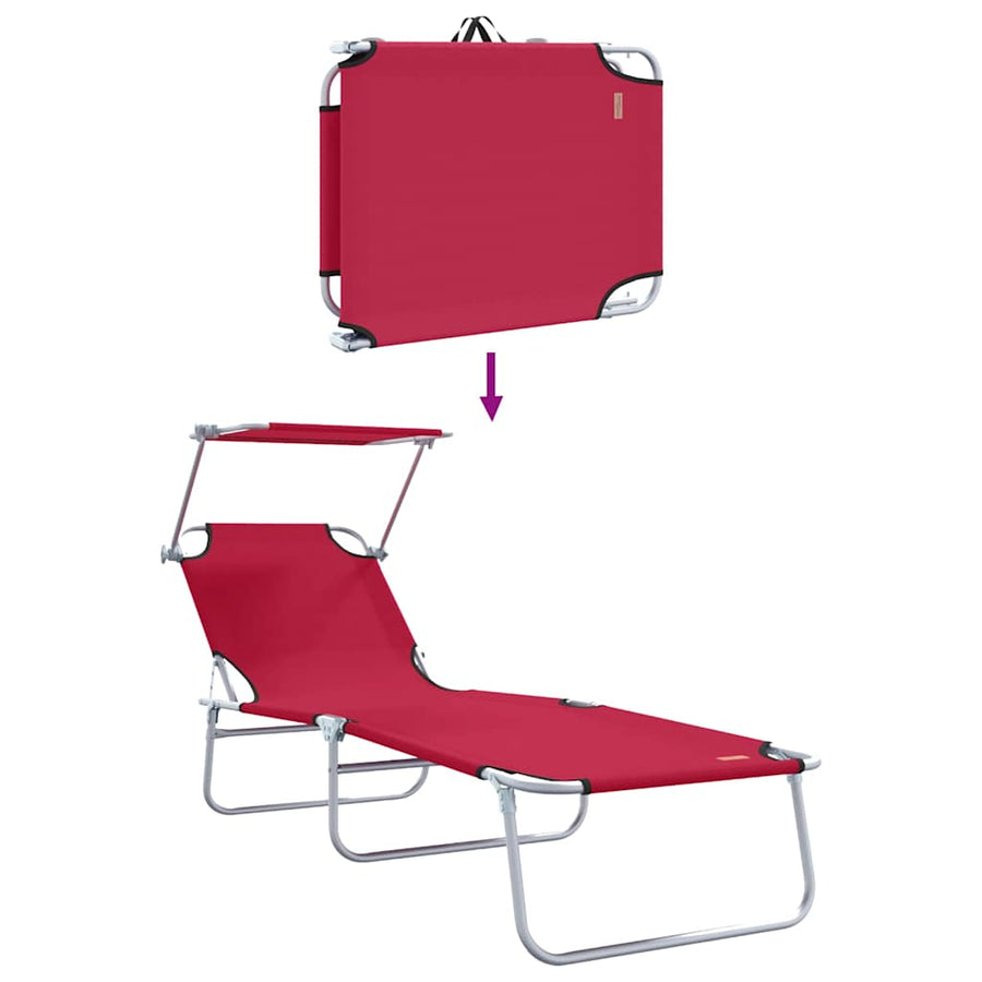 Ligstoel 2 pcs Rood 58 x 188 x 77cm Polyester