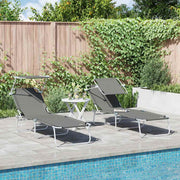 Ligstoel 2 stuks grijs 58x188x77 cm polyester