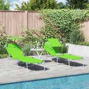 Ligstoel set 2 stuks groen 58x188x77 cm polyester