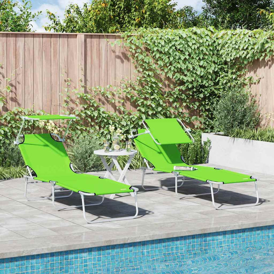 Ligstoel 2 pcs Groen 58 x 188 x 77cm Polyester