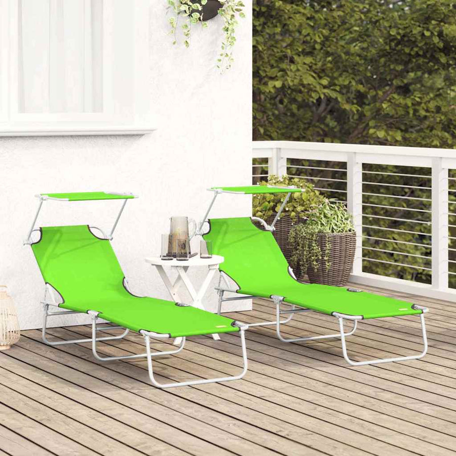 Ligstoel 2 pcs Groen 58 x 188 x 77cm Polyester