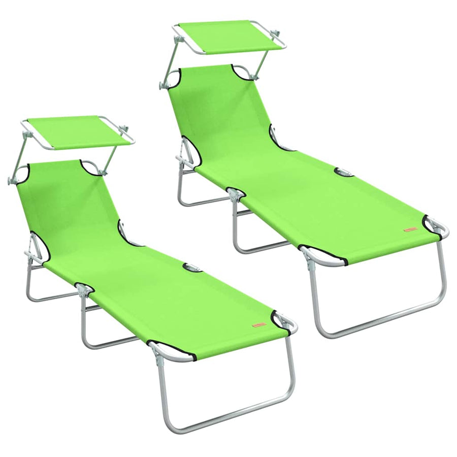 Ligstoel 2 pcs Groen 58 x 188 x 77cm Polyester