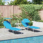 Ligstoel 2 stuks helder blauw 58x188x77 cm polyester