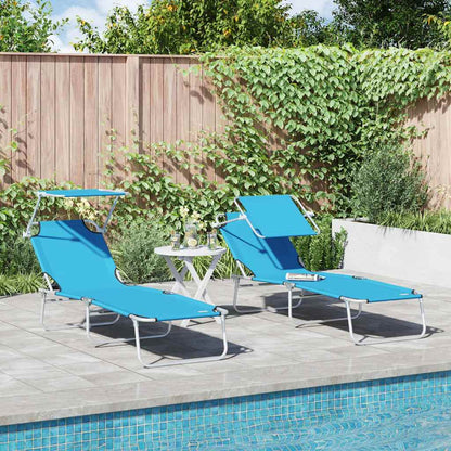 Ligstoel 2 pcs Heldere Blauw 58 x 188 x 77cm Polyester