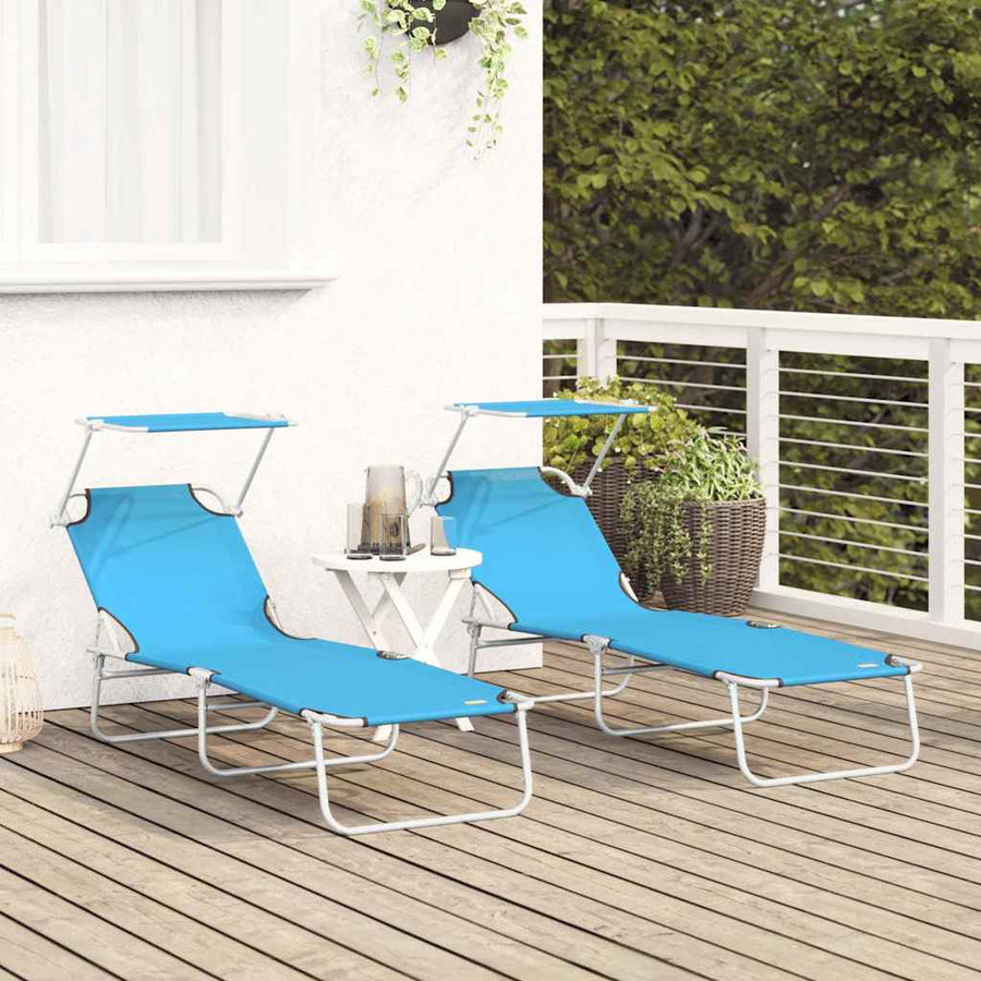 Ligstoel 2 pcs Heldere Blauw 58 x 188 x 77cm Polyester
